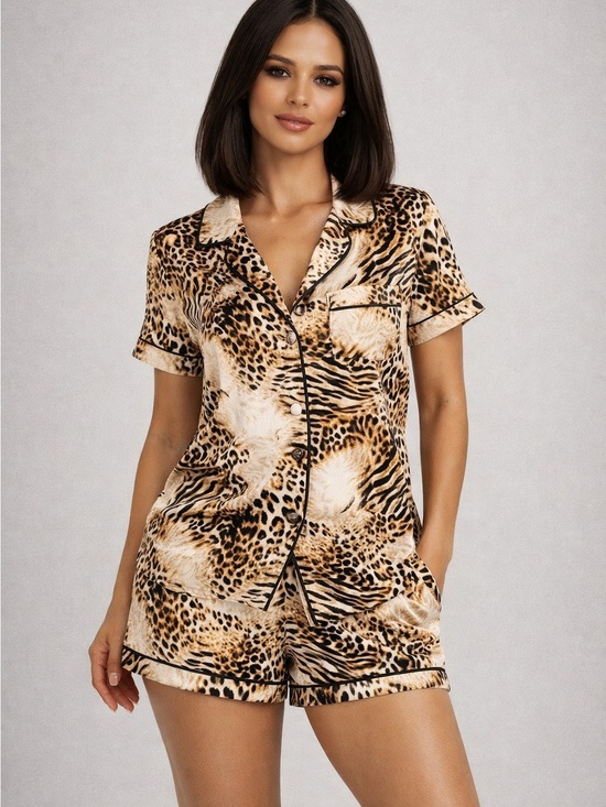 INC International Concepts Other - INC International Concepts 2-Piece Stretch Satin Pajama Set Leopard Print XS